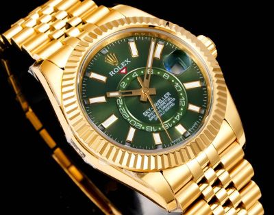 AR Factory Rolex Sky-dweller 42*14.5mm 316L Steel Gold Jubilee Bracelet 9002 Movement Green Watch